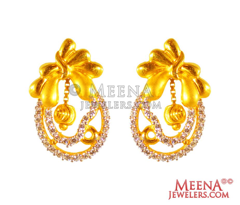 Gold Plated Circular Fancy Stylish stud Stone Earrings – Silvermerc Designs