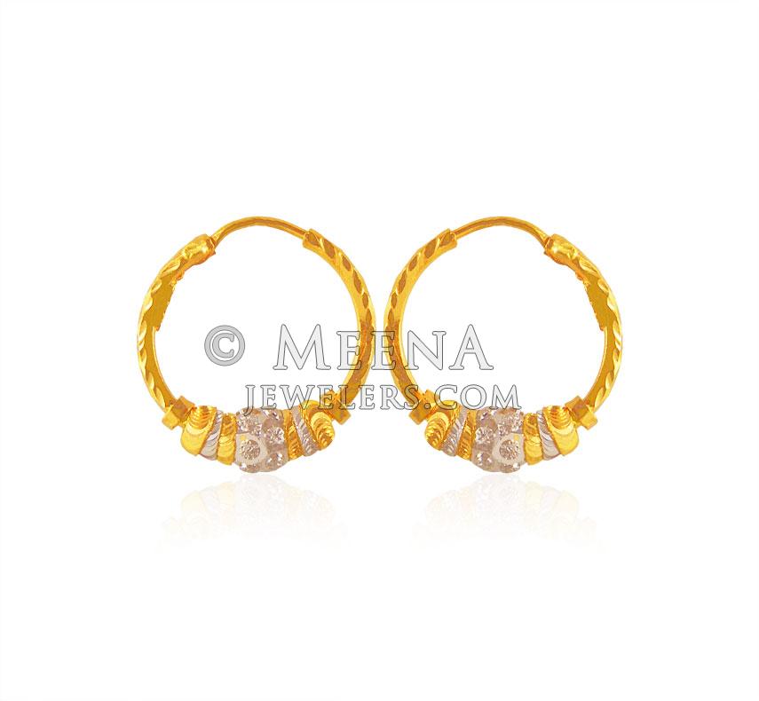 22K Gold Hoop Earrings (Ear Bali) For Baby - 235-GER16318 in 1.100 Grams