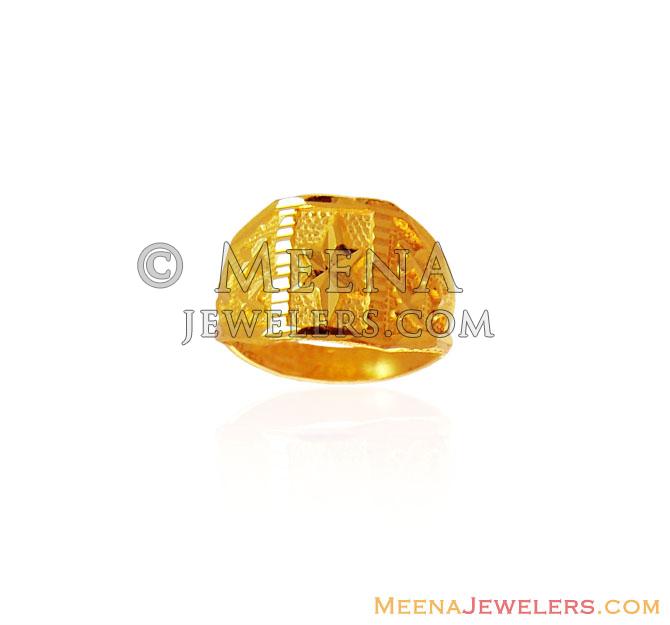 22K Lord Ganesha Cz Gold Ring | Raj Jewels