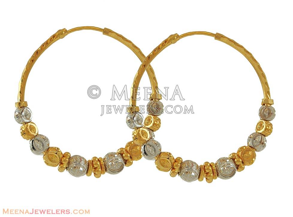 22k Two Tone Hoop Earrings Erhp7319 Gold In 22k Two Tone Hoop Earrings
