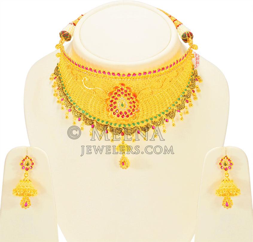 ZEVAR | Kundan Bridal Choker Necklace With Earrings And Maangtika at Rs  4500.00 | Bilaspur| ID: 26178812962