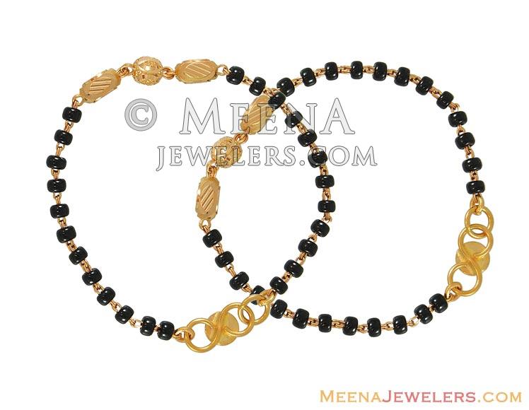 22Kt Gold Black Beads Baby Bracelets