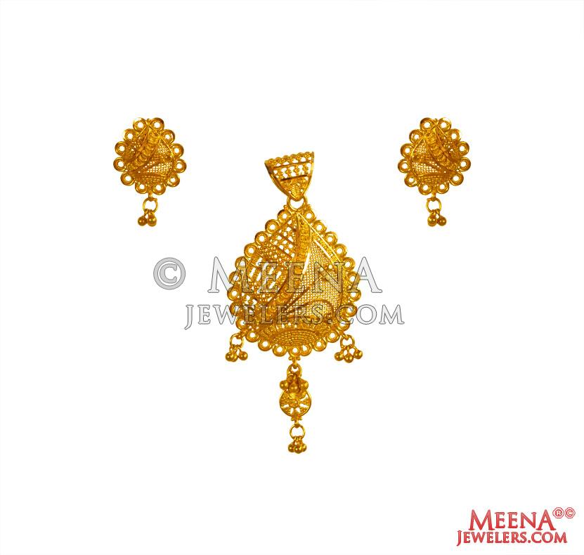 22K Gold Ruby Pendant & Drop-Earrings Set | Virani Jewelers