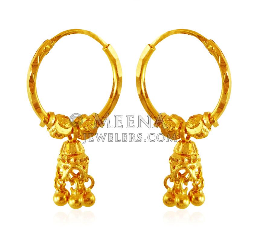 20k Yellow Gold Hoop Bali Earrings , Handmade Yellow Gold Earrings for  Women, Valentine Day Gift, Indian Gold Earrings - Etsy