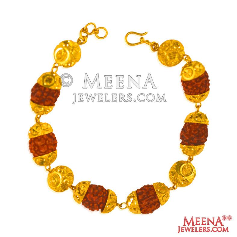 Brass Brown Gold Plated Beaded Rudraksha Bracelet for Men and Women at Rs  140/piece in Nagpur