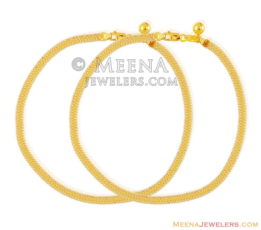 22K Gold Two Tone Anklet GaPa16314 22k Gold Payal or Anklet