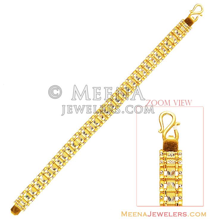 Mens 12mm Iced Hermes Link Bracelet Real Solid 14k Gold Over 925 Sterling  Silver