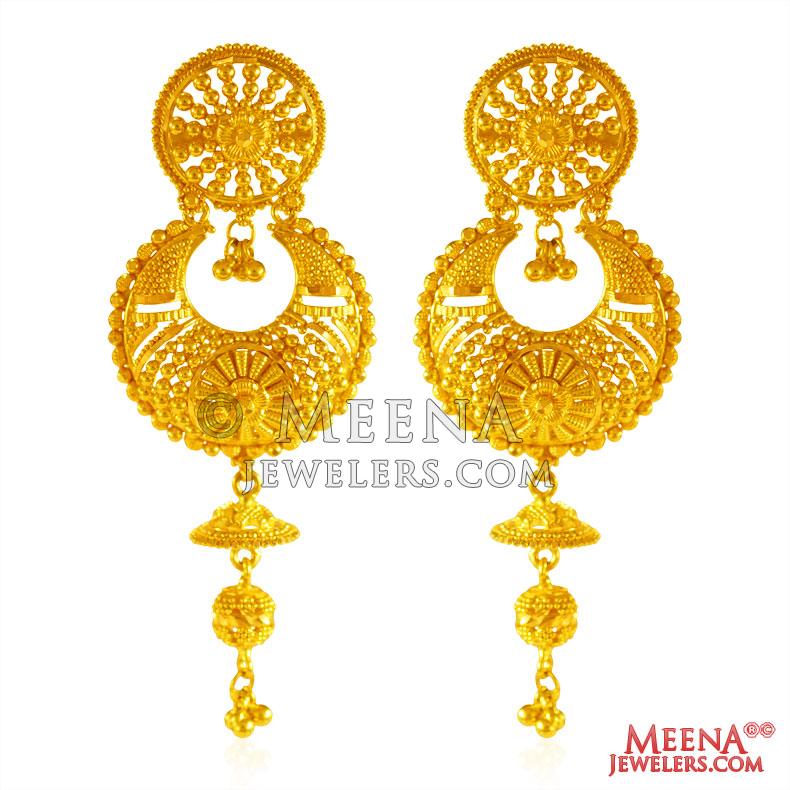 CZ work big size chandbali earrings