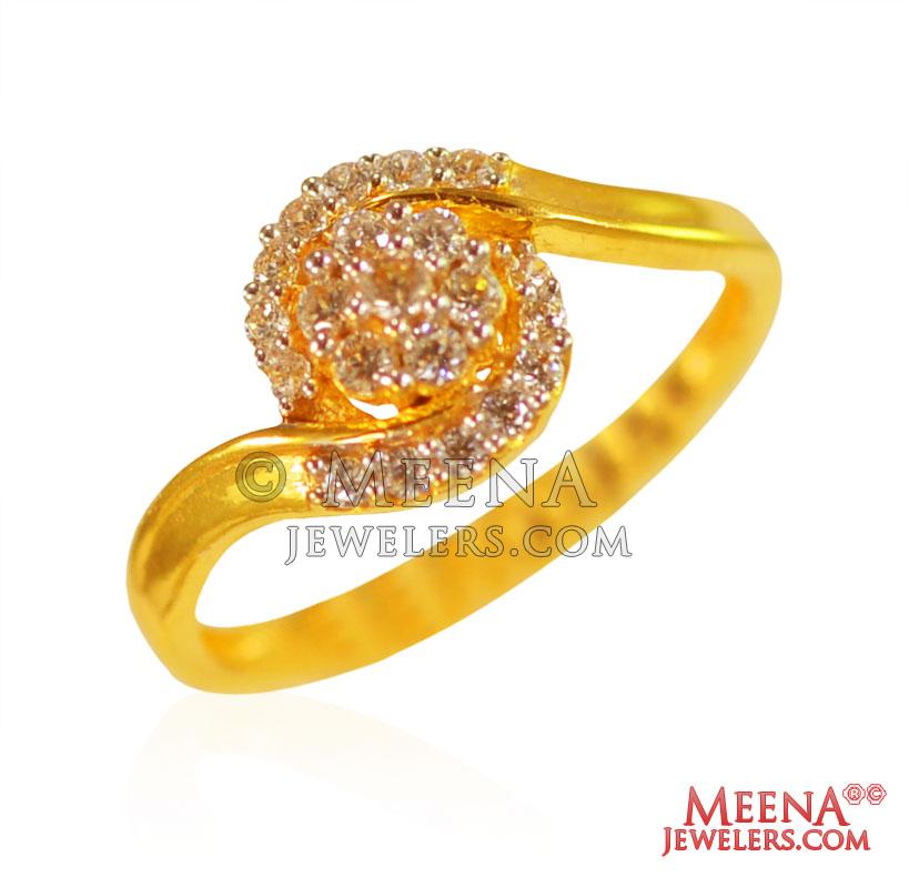 Large Square CZ Diamond Cut Ring 10K Yellow Gold