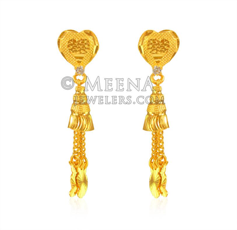 Fancy Drop Earrings 22k Gold | RATNALAYA JEWELLERS