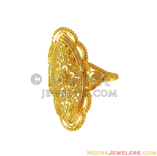 Buy One Gram Gold Cute Single White Stone Mango Design Ladies Finger Ring