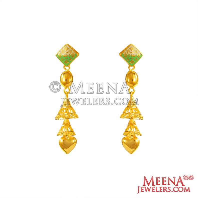 Light Weight Gold Earrings Designs - South India Jewels