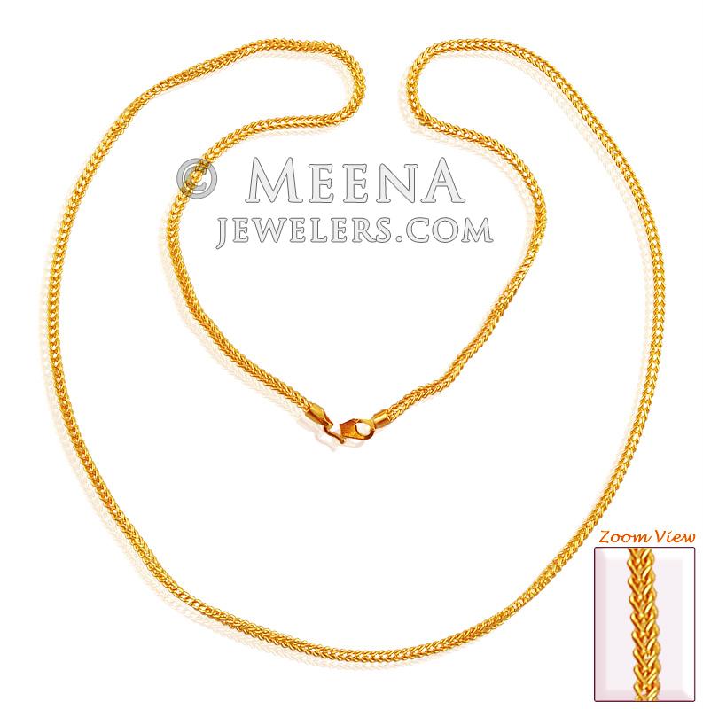 22K GOld plain Chain chpl17401 22K Gold Chain designed in a hollow