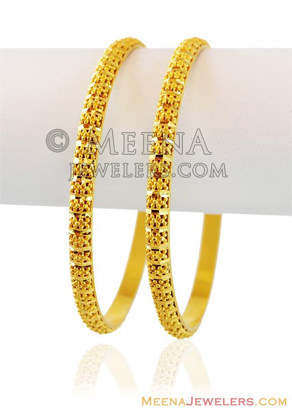 22Kt Gold Cutwork Design Bangles - BaKa15868 - Fancy 22k Gold bangles ...