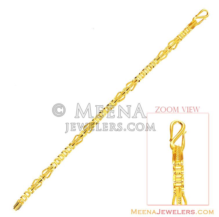 22k Light Weight Mens Bracelet BrMb14170 22k gold mens bracelet with links designed with
