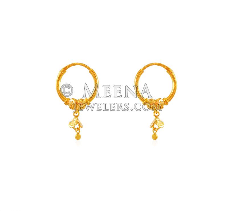 Hoop Design Gold Earrings ErHp18284 22K Gold Bali or Hoop Earrings