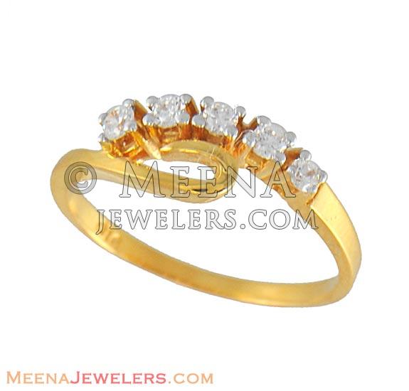 22Kt Ring with Star Signity - RiLs4882 - 22Kt Gold Ladies Ring studded ...