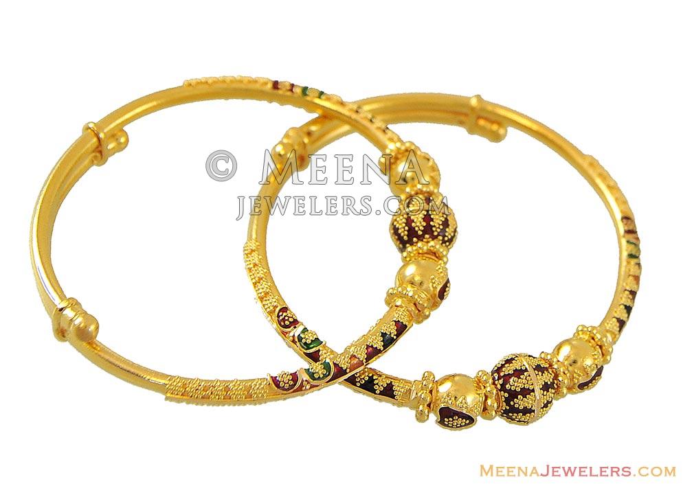 Indian Meenakari Bangles BjBa8960 22K Gold Baby Bangle with