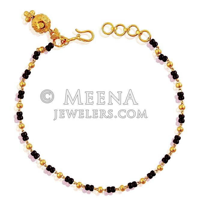 22K Gold Black Beads Bracelet BrLa18654 22K Gold bracelet for