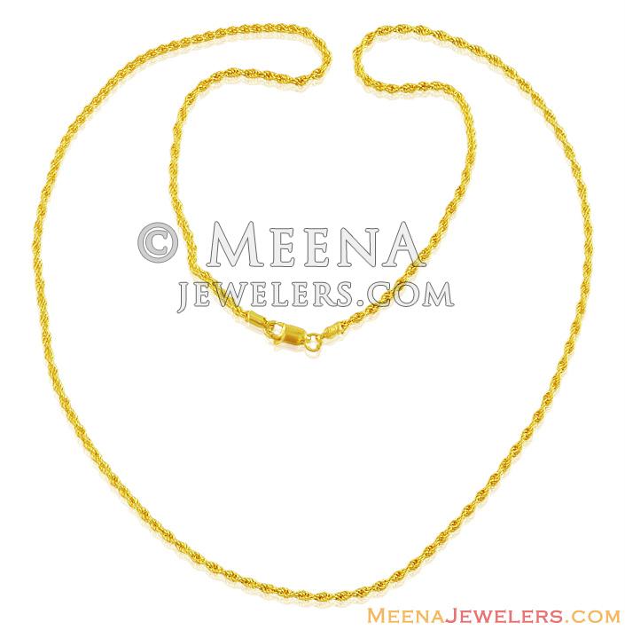 22k Fancy Hollow Rope Chain (22 in) - ChPl14593 - 22k Gold Fancy Chain ...