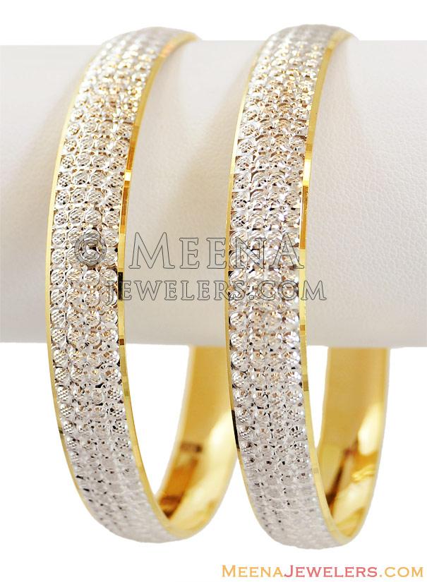 Exclusive 22k Rhodium Bangles(2 pc) - BaSt13954 - 22k Gold Machine ...