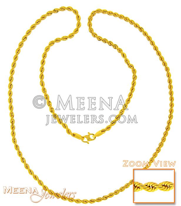 22 Kt Gold Rope Chain - ChPl2585 - 22 Kt Gold Rope Chain
