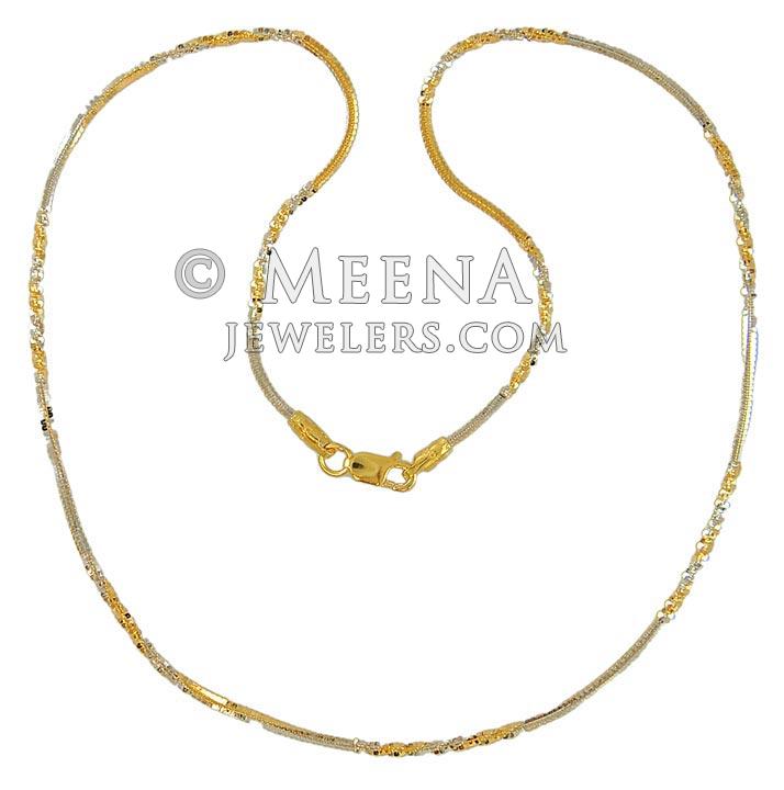 Two Tone Gold Chain (14 Inch) - ChPl8523 - 22K Gold two-tone Fancy ...