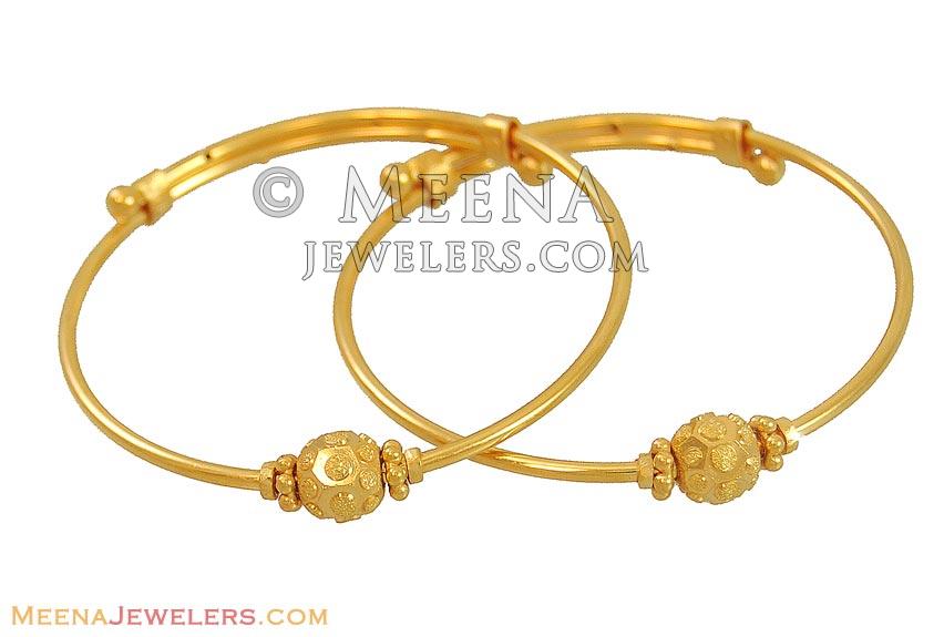 Indian Gold Bangles (for Kids) BjBa10080 22k yellow gold baby