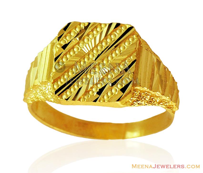 22k Mens Gold Fancy Style Ring RiMs14877 22kt mens gold ring