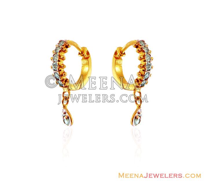 22K Clip On Earring With Hanging ErCl16725 22k gold clip on earring