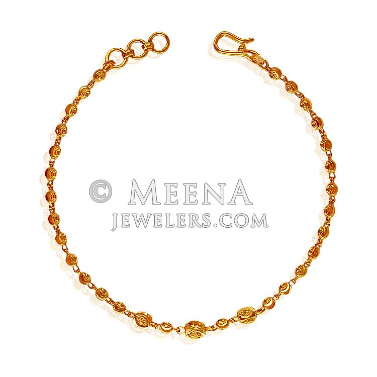 22Kt Gold Ladies Bracelet brla20355 22K Gold bracelet is designed with beaded Gold balls in 22Kt Gold Ladies Bracelet brla20355 22K Gold bracelet is designed with beaded Gold balls in