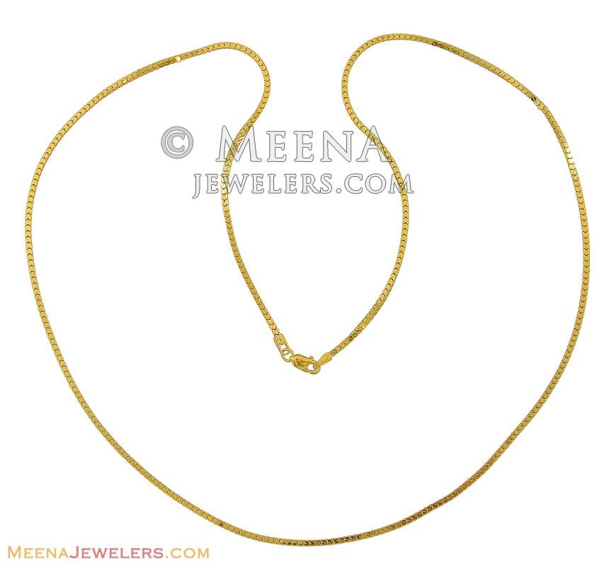 22Kt Gold Box Chain (22 Inch) - ChPl8725 - 22K Gold Chain (22 inches ...