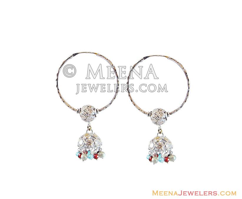 Rhodium Plated Fancy Chandelier Hoops 22k ErHp13400 22Kt Gold