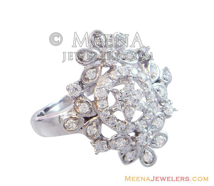 18K Designer Floral Ladies Ring - RiWg12783 - 18 Kt White Gold Ladies ...
