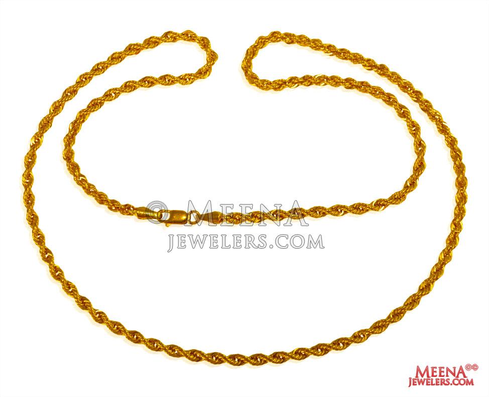 22 Kt Hollow Rope Chain (22 Inches) ChPl24924 US 887 22 kt 22 Kt Hollow Rope Chain (22 Inches) ChPl24924 US 887 22 kt