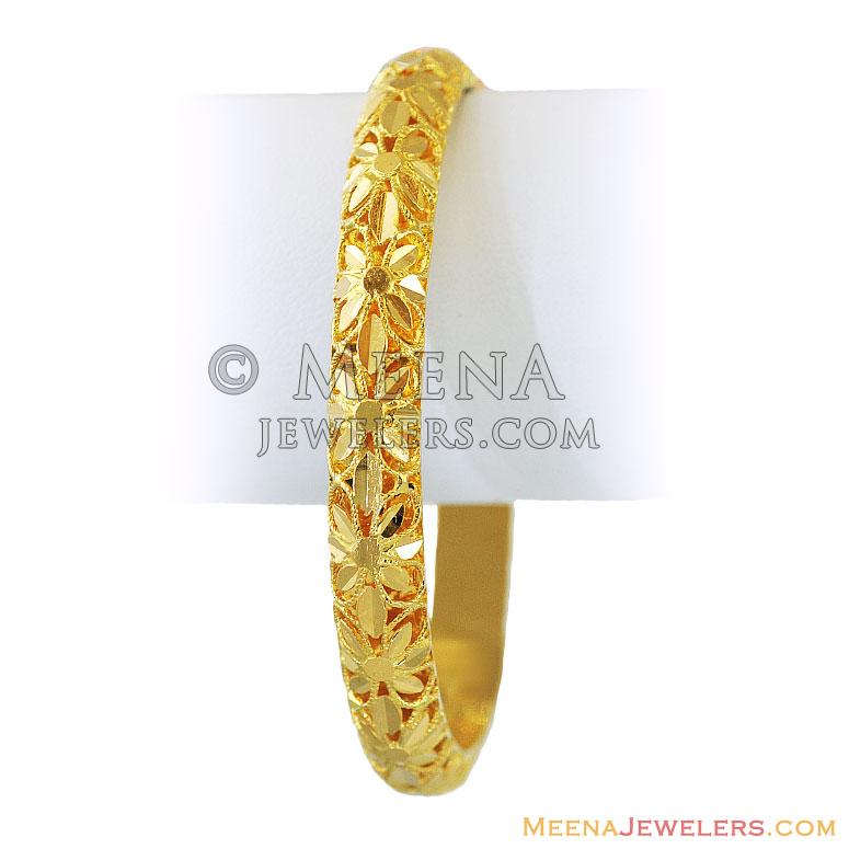 21Kt Gold Cutwork Design Kada - BaKa12080 - 21K Gold kada in Cutwork ...