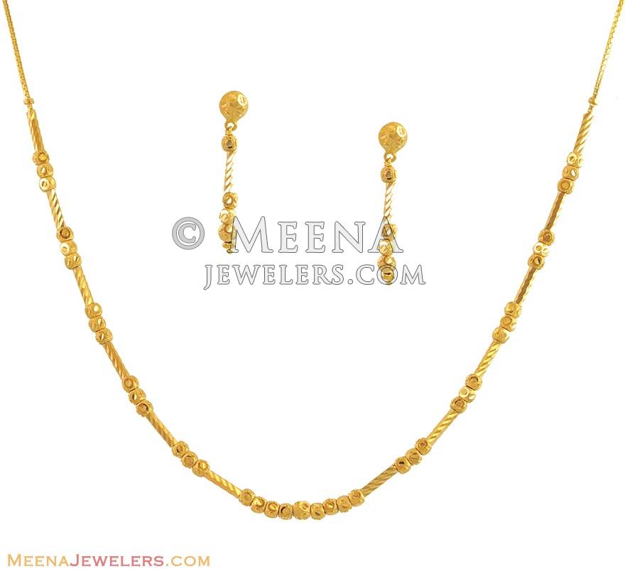 Light Necklace Set (22K gold) - StLs10937 - 22Kt Gold light Necklace ...