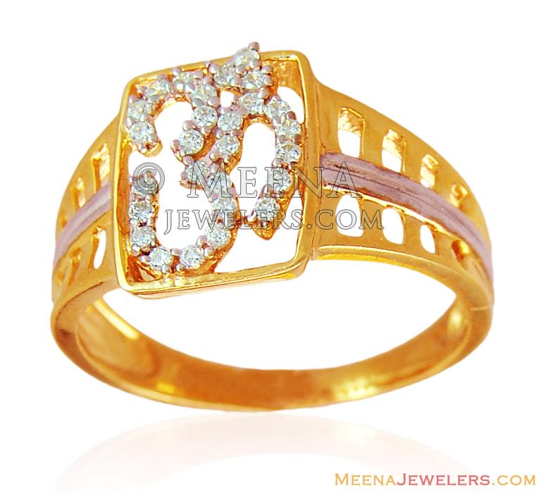 Gold OM Mens Ring - RiMs15813 - 22Kt Gold Men's Ring studded with ...