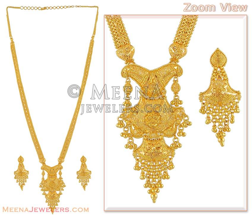 22Kt Gold Long Necklace and Earrings Set StBr4848 22 Kt Gold Necklace and Earrings set also