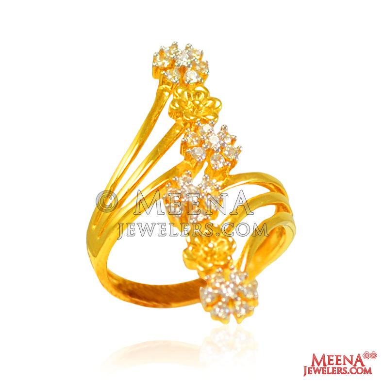 22Kt Gold and CZ Fancy Ring - RiLp27965 - Elevate your jewelry ...