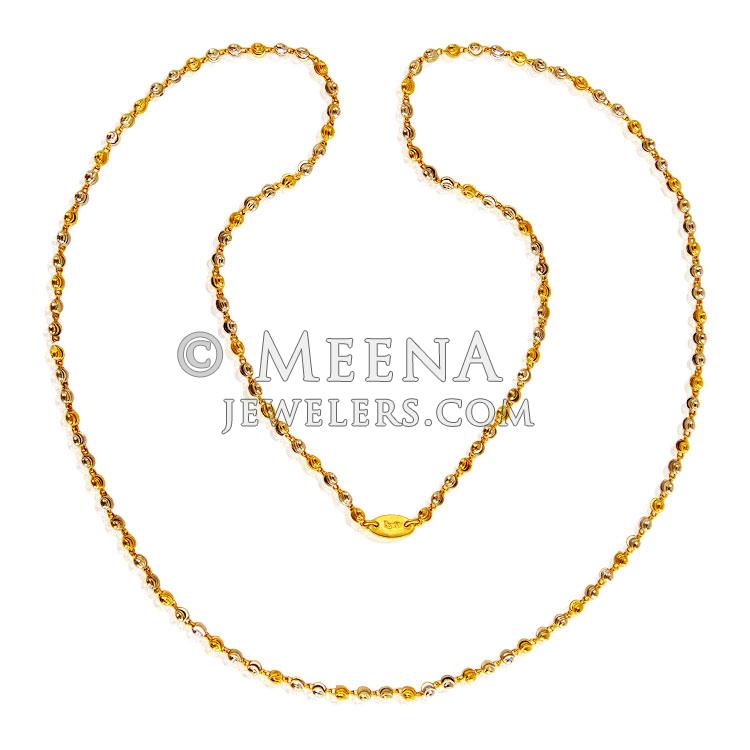 Two Tone 22 Karat Gold Chain ChLo19702 22K Gold Two Tone ladies