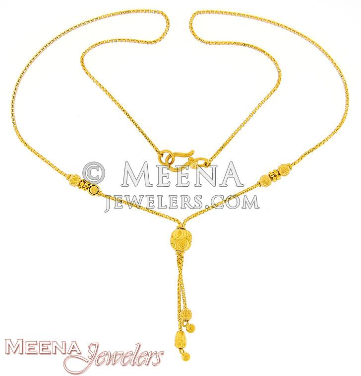 Gold Dokya Chain - ChFc2840 - 22Kt Gold Dokya style fancy necklace ...