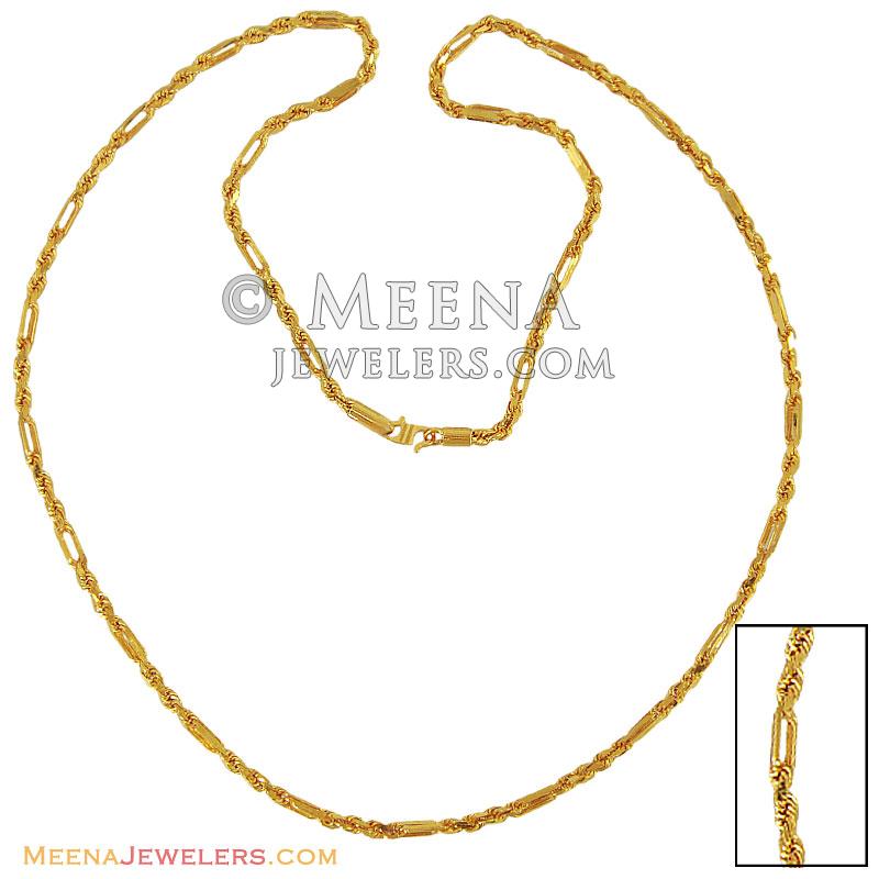 22K Gold Mens Chain (26 inch) - ChMs11939 - 22K cartier rope gold mens