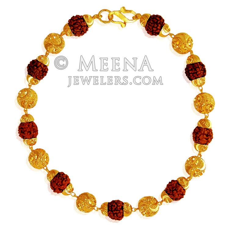 22K Gold Rudraksh Bracelet BrMb20326 22k gold Men's bracelet is