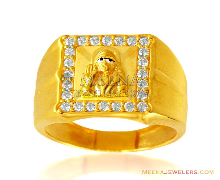 22k Sai Baba Mens Stones Ring RiMs14522 22k gold mens ring