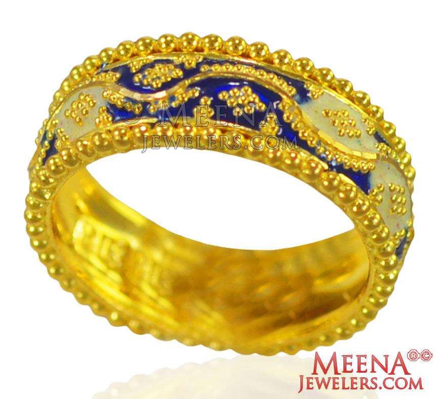 22Kt Gold Filigree And Enamel Paint Ring RiLg26432 22Kt Gold Ring