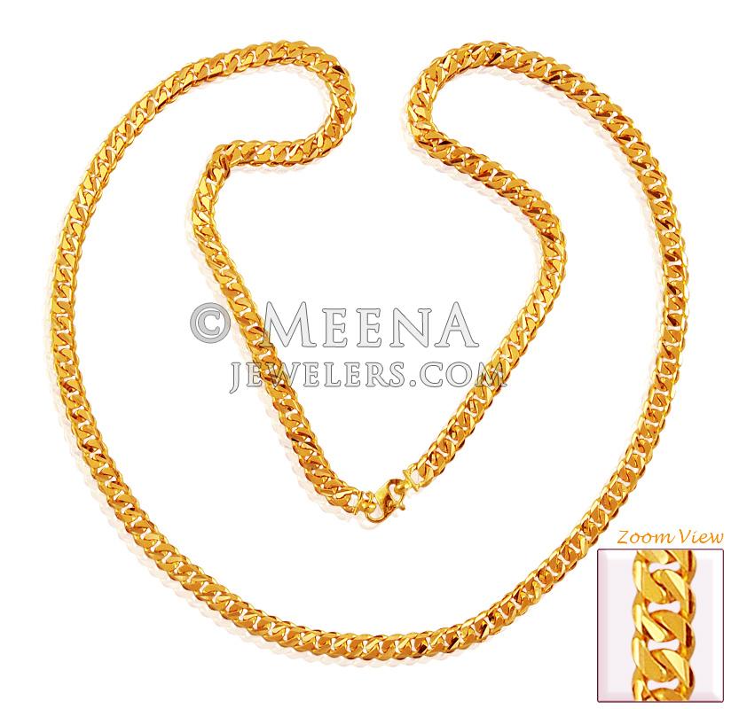 22K Mens Curb Chain ChMs17388 22k Gold long chain designed in curb
