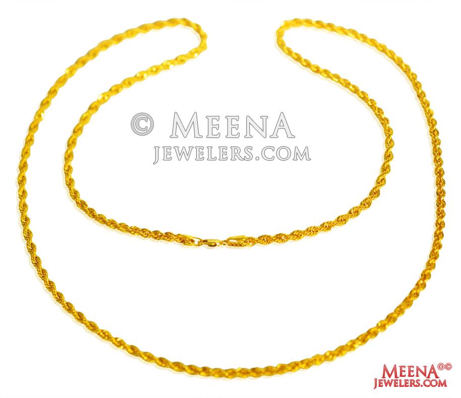 22 Kt Hollow Rope Chain (24 Inches) - ChPl25750 - US$ 1,747 - 22K Gold ...