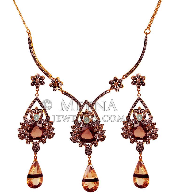 22K Gold Two Tone Necklace set StGd18759 22K Gold Pakistani style