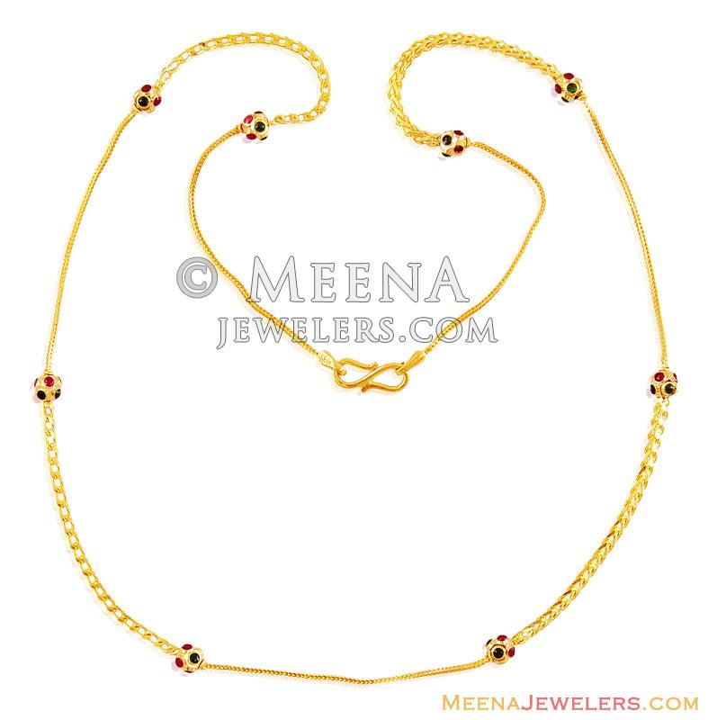 22K Gold Meena Balls Chain - chfc16354 - Beautifully crafted 22k gold ...